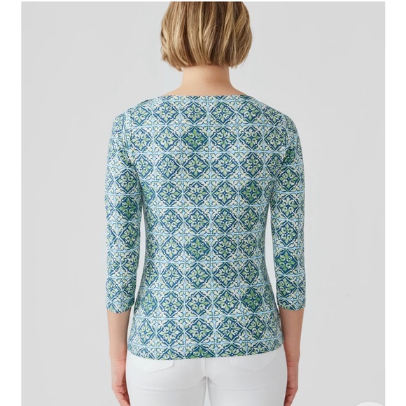 J. McLaughlin Wavesong Tee NEW with tags - medium blue white - Picture 8 of 16